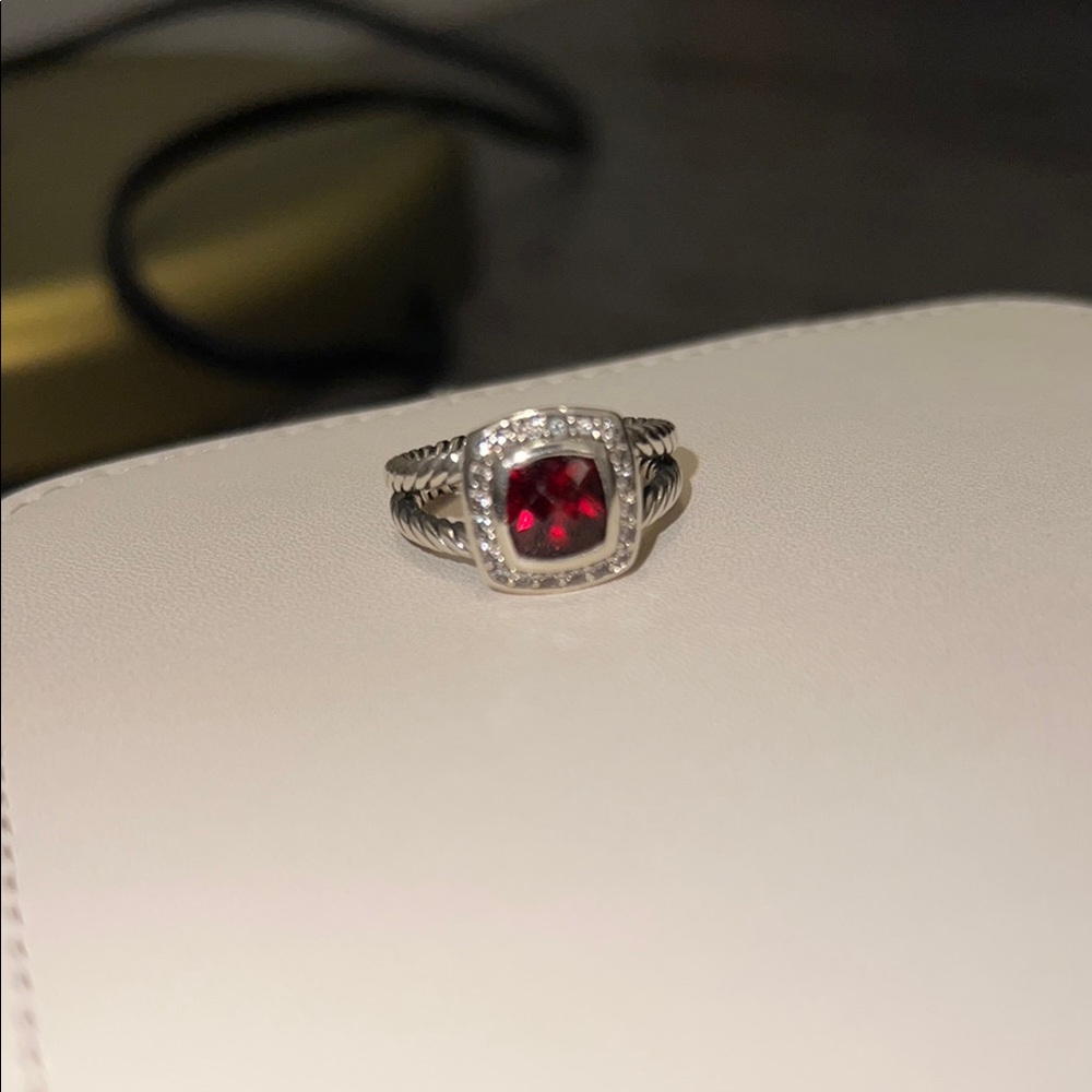COPY - David Yurman Petite Albion ® Ring Sterling Silver w/ Garnet + Diamonds - Picture 2 of 14